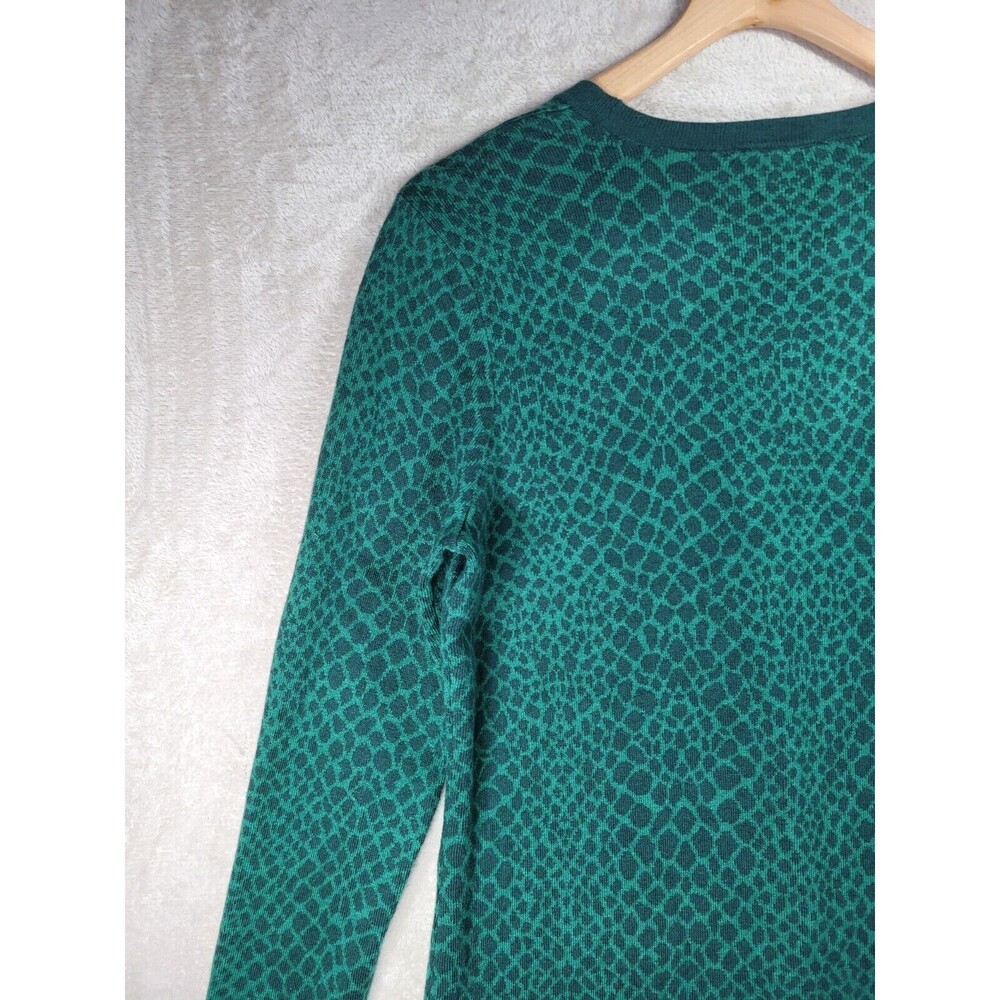 Isaac Mizrahi Live Cardigan Sweater Womens M Green Long Sleeve Animal Print - Picture 15 of 16